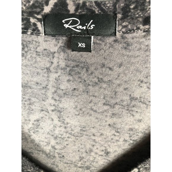 Rails EMILIA Snake Skin Print Woman’s Long Sleeve Top Charcoal Gray Sz XS - Picture 5 of 16